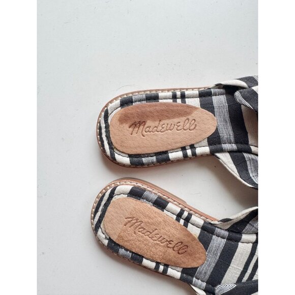 MADEWELL Naida Evelyn Stripe Half Bow Slide Sandals, Size 7 - Picture 3 of 11